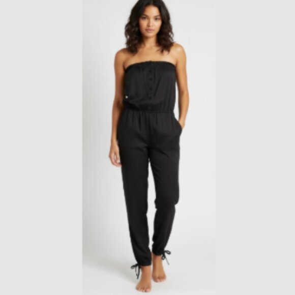 Twenty One Women's Black Strapless Button-Front Jumpsuit Size Medium - Picture 2 of 15